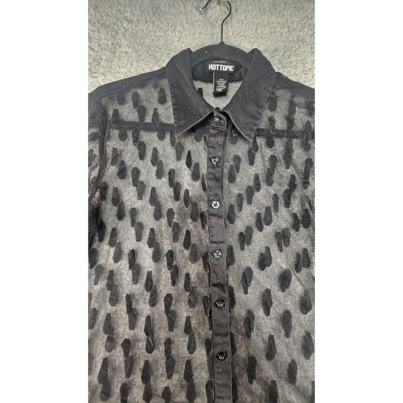 Hot Topic Coffin Blouse Womens S Black Sheer Gothic Dark Fairy Witchy Whimsygoth - Picture 3 of 12